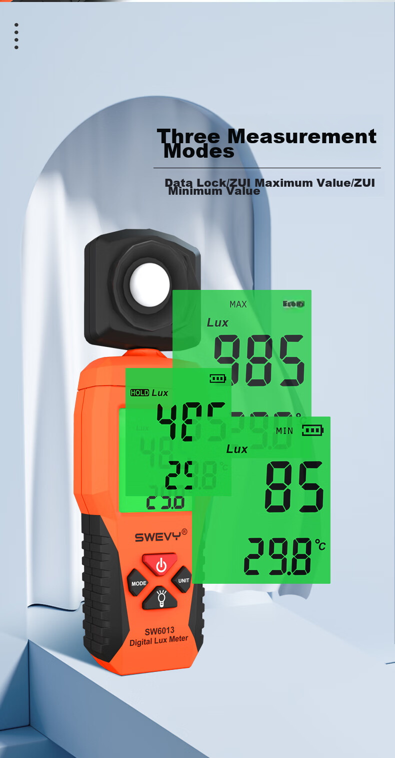 Suwei Illuminance Meter, Light Meter, Illuminometer, Brightness And Illuminance Tester, Light Meter SW6013 9