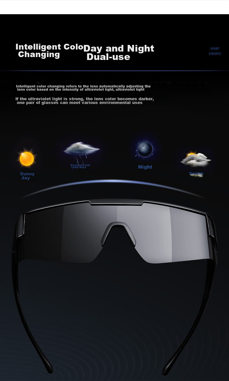 CAPONI Photochromic Polarized Myopia Sunglasses Clip-On for Men And Women, Night Vision Cycling Glasses, Day And Night Dual-Use Sunglasses, Night Anti-Glare 2