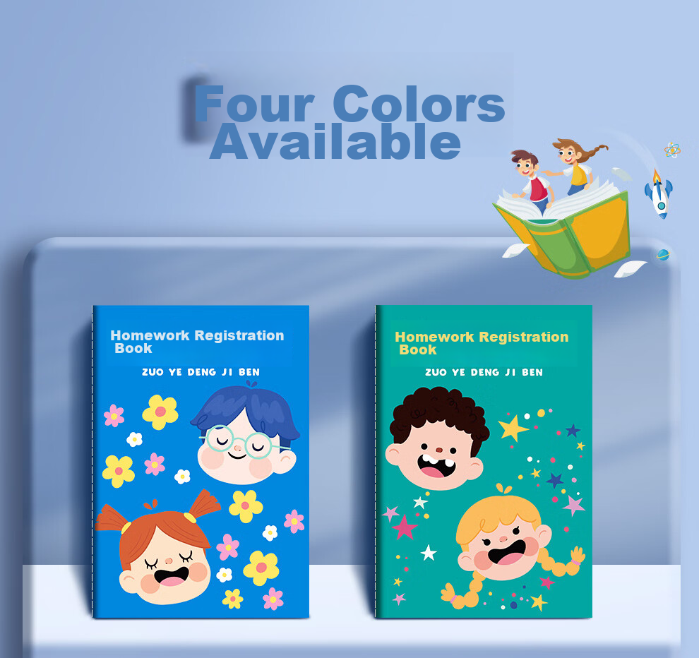 Zuolanzhe [Back to School Essential] 4-Pack Homework Record Books for Primary School Students, Grades 1-3 Classroom Registration Thick Soft Copybooks for Recording Assignments And Mistakes 3