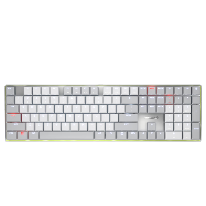 CHERRY KC500MX-LP Low Profile Keyboard for Office, Business, Home Use, MAC Compatible Mechanical Keyboard, Minimalist Design, Slim Profile, Quiet Operation, Eye-Catching Frame, High Aesthetic Value, 108 Keys, Black Low Profile Red Switches