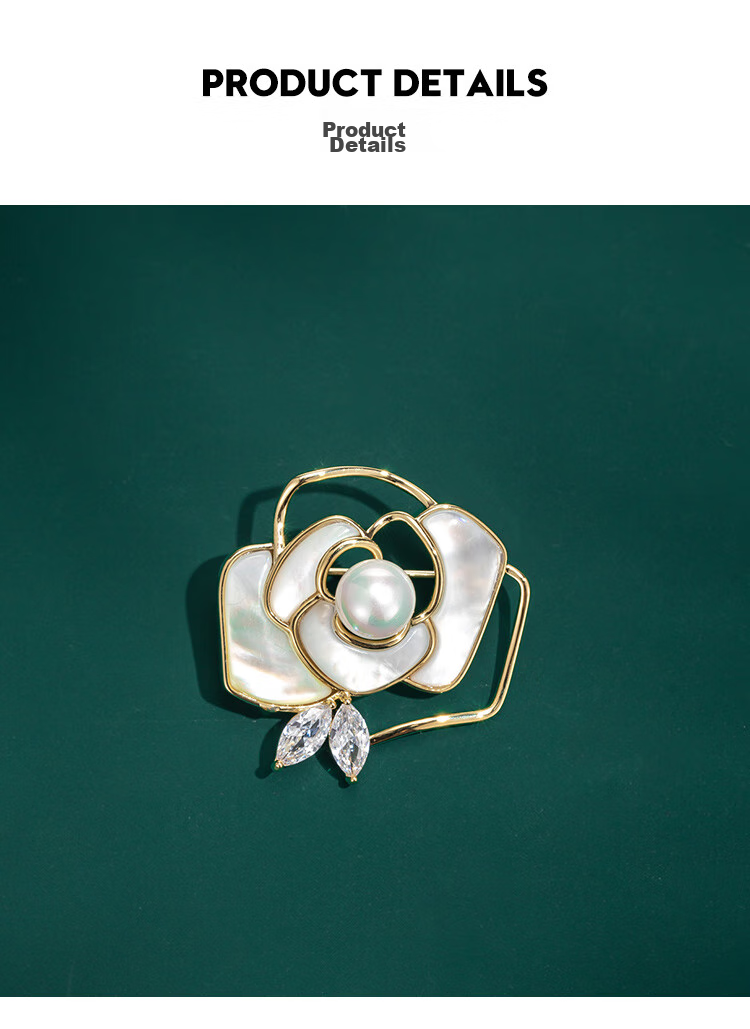 Qlady Camellia Brooch, High-End Women's Luxury Elegant Corsage, Anti-Exposure Silk Scarf Buckle, Clothing Accessory, Mid-Autumn Festival Gift 3