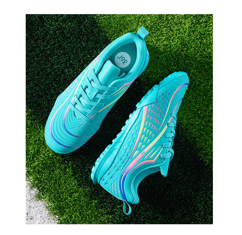 361° Children's Soccer Shoes, 2025 All-Season Youth Shock-Absorbing Rebound Sports Cleats, Wear-Resistant Training Shoes, Silver, Size 37 3