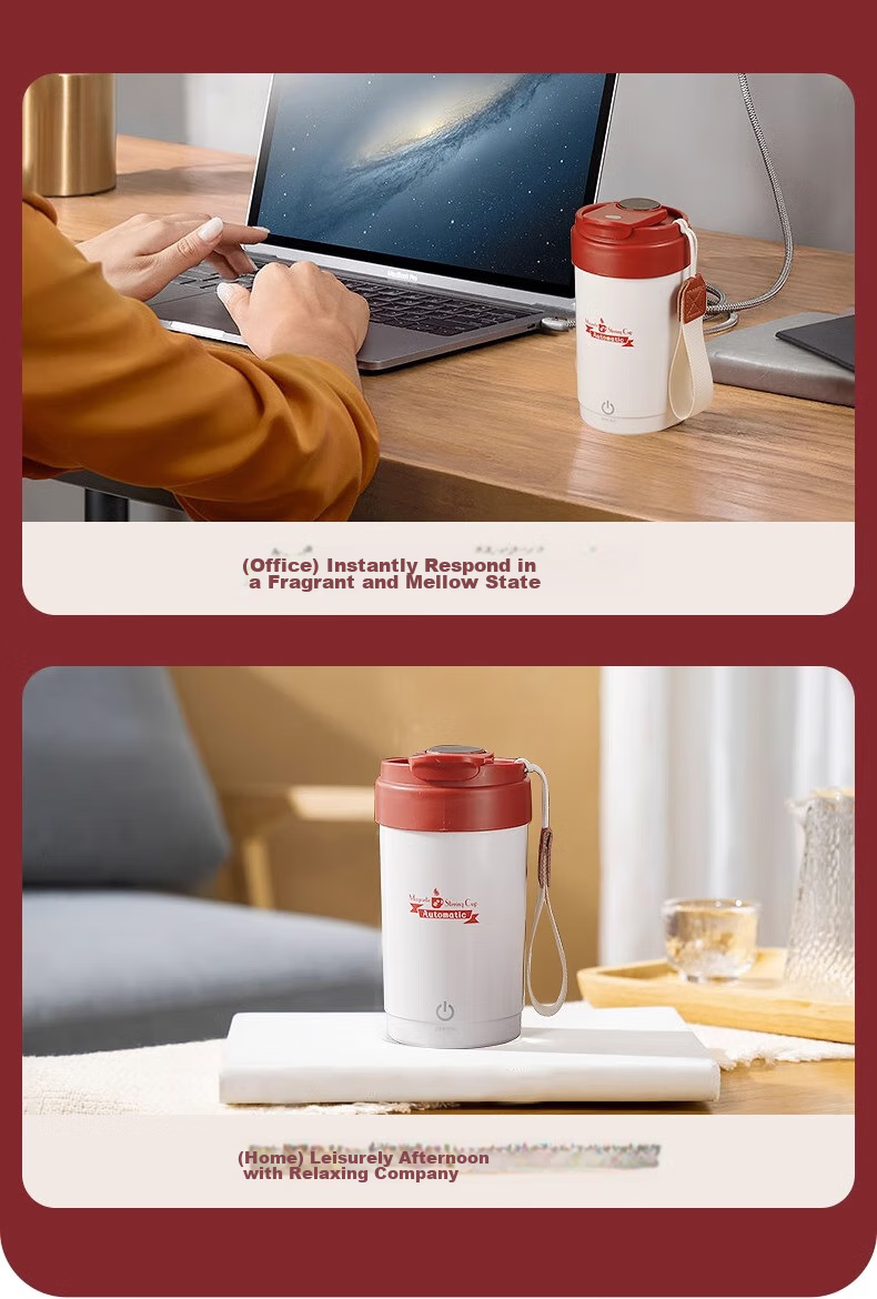 Fanji Electric Stirring Cup, Coffee Cup, Temperature Display, 316 Stainless Steel, Fully Automatic, Rechargeable, Magnetic Soy Milk Powder Shaker Cup, White 33