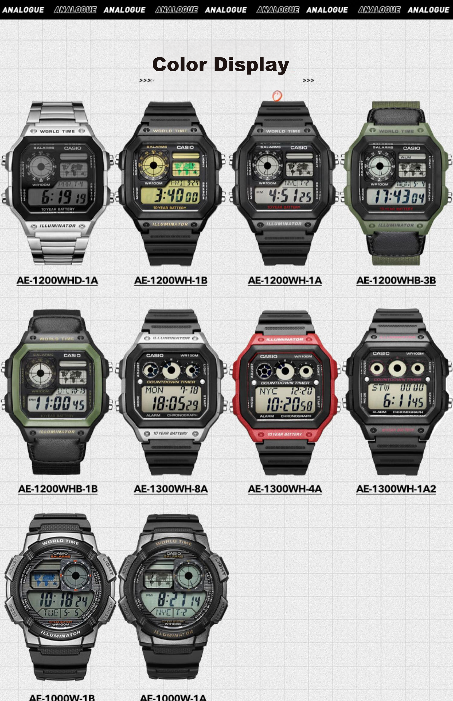 Casio Watch, Men's Retro Small Square Waterproof Sports Digital Watch for Students And Both Sexes, Japanese And Korean Gift, AE-1200WH 7