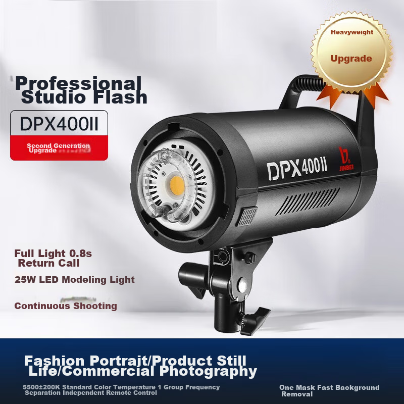 JINBEI DPX400II Professional Photography Light, 400W Studio Flash, for Photography Studios, Wedding Portraits, Photo Shoots, ID Photos, E-Commerce, Clothing, Still Life Shooting, Fill Light, Main Light