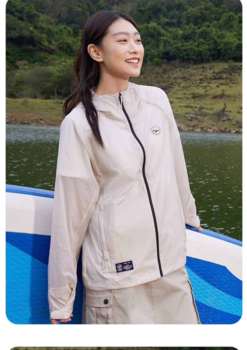 CAMEL Panda Outdoor Sun Protection Jacket, Spring And Summer Ice Silk UV-Resistant Quick-Dry Thin Coat, 8022 Phantom Black, Women's M 17