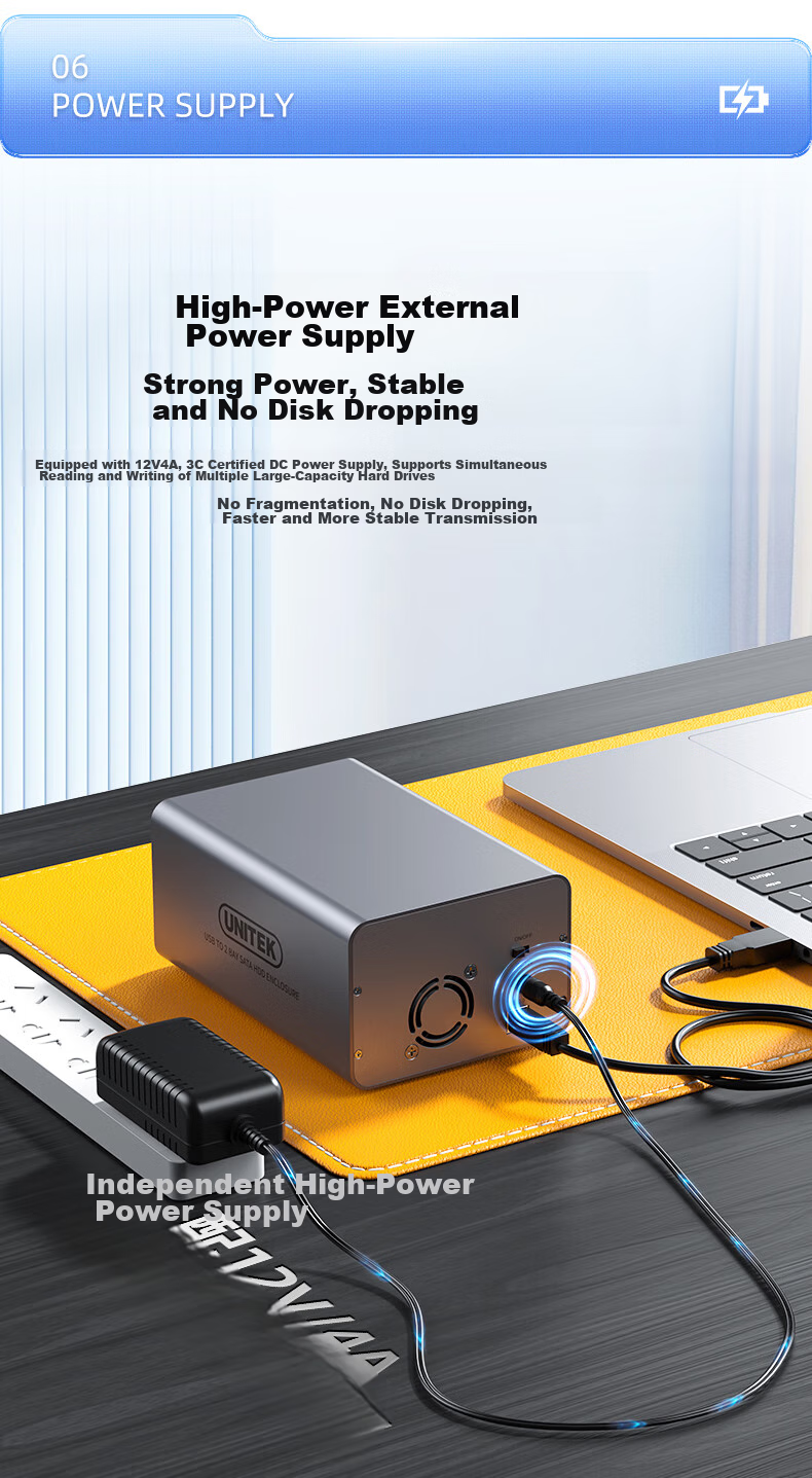 UNITEK Dual-Bay Full Aluminum Mechanical SSD Expansion Enclosure, Compatible with 2.5/3.5 Inch SSDs, USB 3.0 High-Speed to SATA Interface, External Hard Drive Storage Cabinet for Computers 8