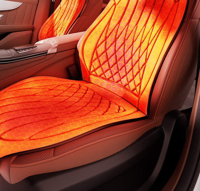 HELLOLEIBOO Car Heated Seat Cushion Winter Vehicle Graphene Electric Heating Pad Plush Seat Cover 12V 24V Universal 3