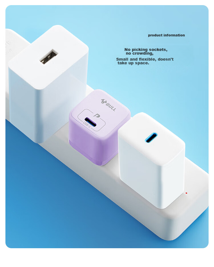 BULL PD20W Charger, Apple IPhone 16 Fast Charging Head, Auto Shut-Off When Fully Charged, Compatible with IPhone 15/14/13 Pro Max/12/11/x/8, Misty Purple 11