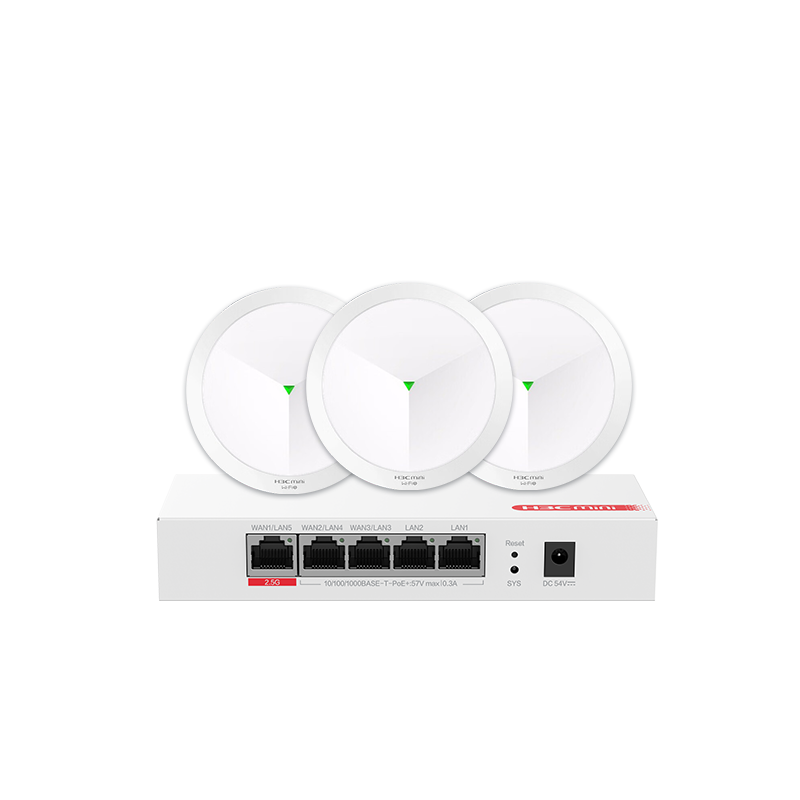H3C Whole-House WiFi Set, 5G Distributed Enterprise-Grade Gigabit Network Coverage, Office And Large-Space IoT, 450㎡, 3 Ceiling-Mounted APs + 5-Port POE Manager