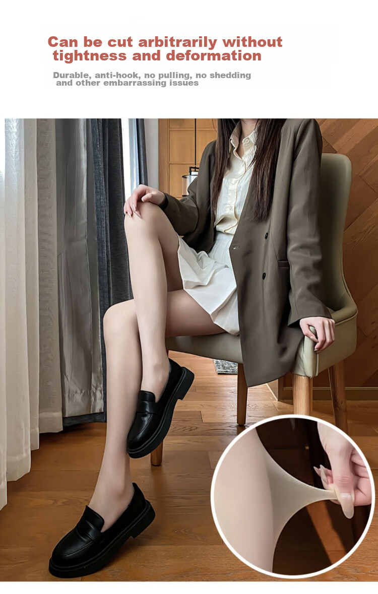 XUEXIMAN 2 Types of Bare Leg Enhancers, Pineapple Silk Stockings, Autumn Ultra-Thin, Cuttable to Any Length, Nude-Colored Base Tights, Sexy Black Pantyhose 11