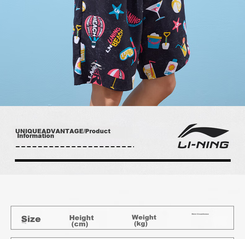 Li-Ning Swimming Trunks for Men, Quick-Drying Sports Swim Shorts, Anti-Embarrassment, Knee-Length Beach Shorts, Breathable, Anti-Exposure, Seaside Vacation, 327 Black Floral Pattern, 3XL 12