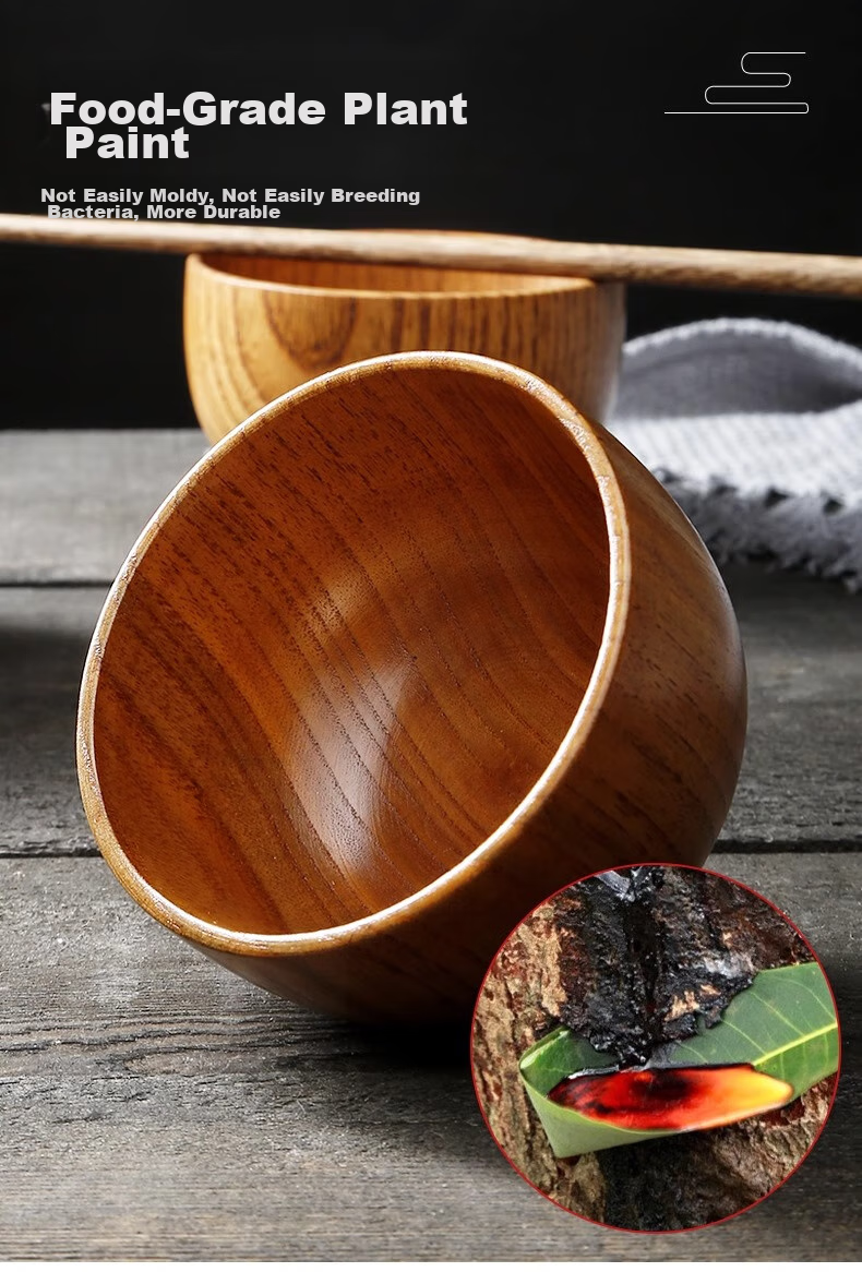 Millennium Love Wood Japanese Jujube Wood Bowl Children's and Adult Rice Bowl Noodle Bowl Household Tableware Fruit Salad Bowl Single Piece MW0010 10