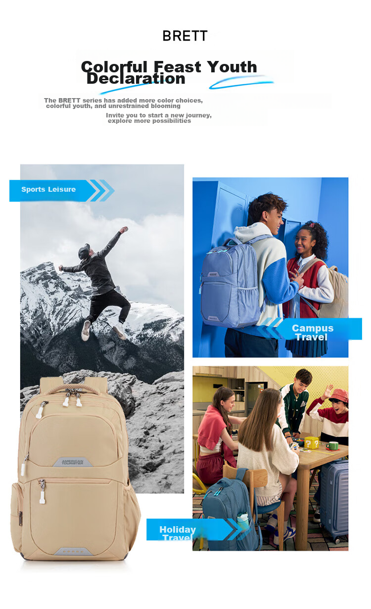 American Tourister Backpack Travel Bag Sports Bag Large Capacity Commuter Laptop Bag Upgraded Version Celebrity Edition QI5 Dark Blue 3