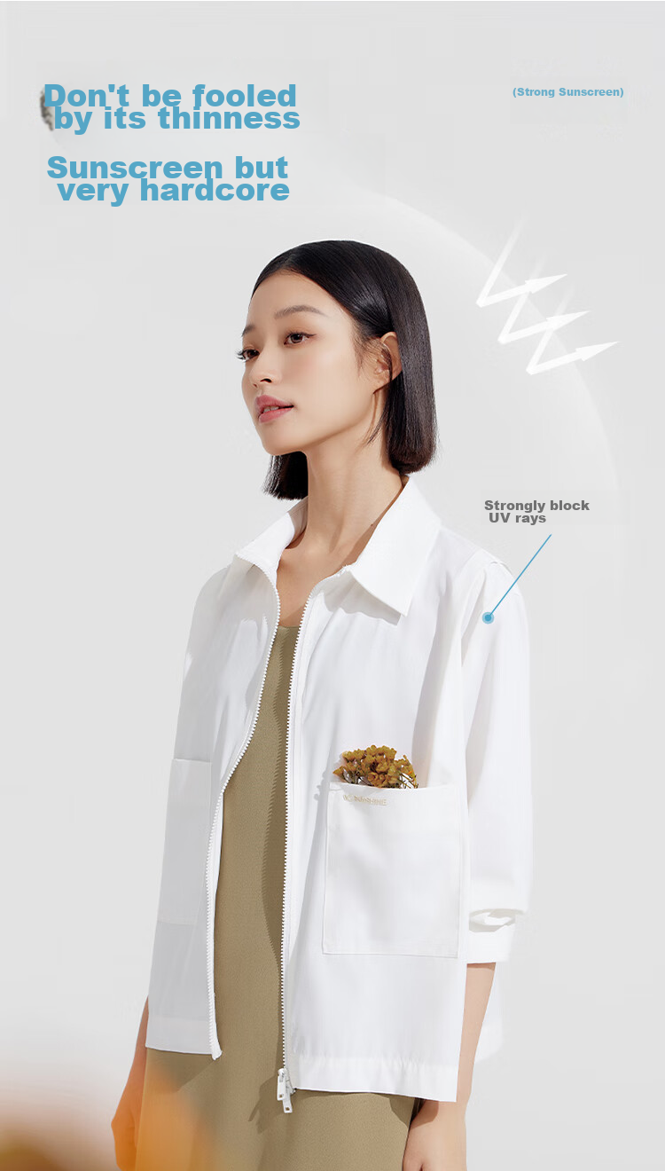 VVC Sun Protection Clothing for Women, Casual Long-Sleeve Shirt, UV-Resistant Sunscreen Jacket, Spring And Summer New Style Outerwear, Cream White 2