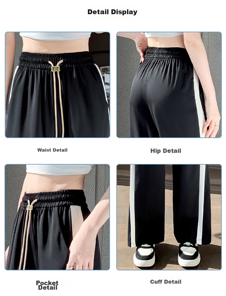 Halo Queen Ice Silk Wide-Leg Pants for Women, High-Waisted, Draping, Loose-Fitting, Slimming, Straight-Leg Athletic Trousers HW25K03 9