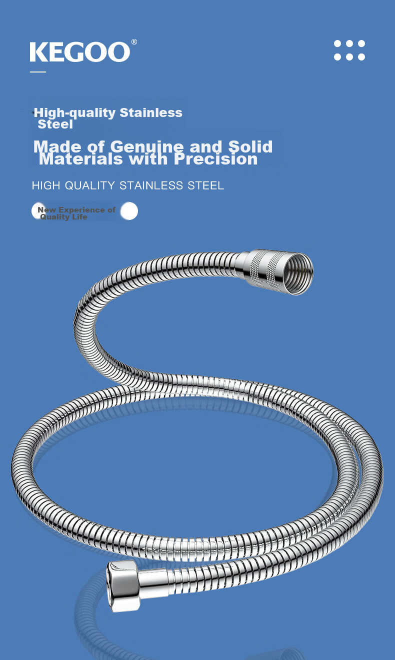 KEGOO K06044 Shower Hose, 1.5 Meters Stainless Steel, Anti-Explosion And Anti-Tangling Water Pipe for Shower Head 4