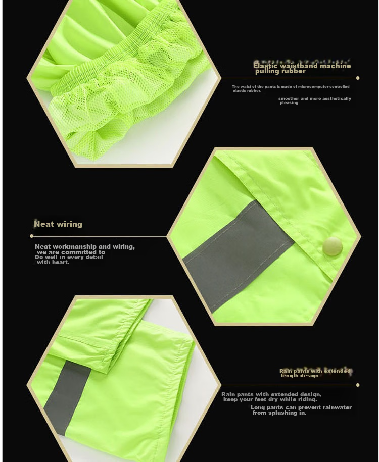 Minggu Reflective Raincoat And Pants Set, Storm-Proof, Flood Prevention, Cold-Resistant, Two-Piece Rainwear, Fluorescent Green, XL, CW344023 10