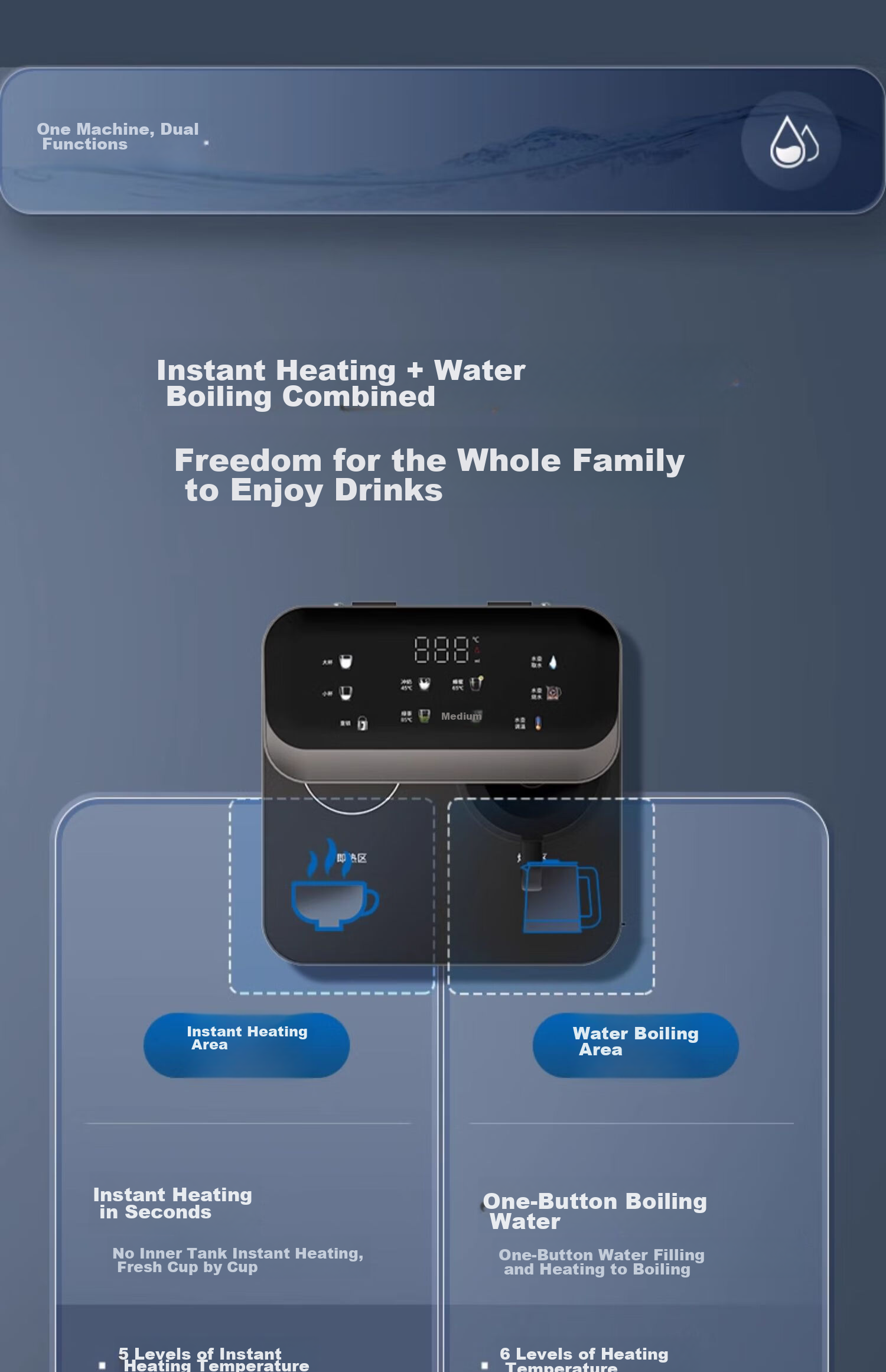 PHILIPS Tea Bar Machine, Home Standing Water Dispenser, Instant Hot Water Dispenser, Heated And Temperature-Controlled Bottom-Loading Water Tank, Living Room And Office Direct Drinking Water Machine ADD8148 6