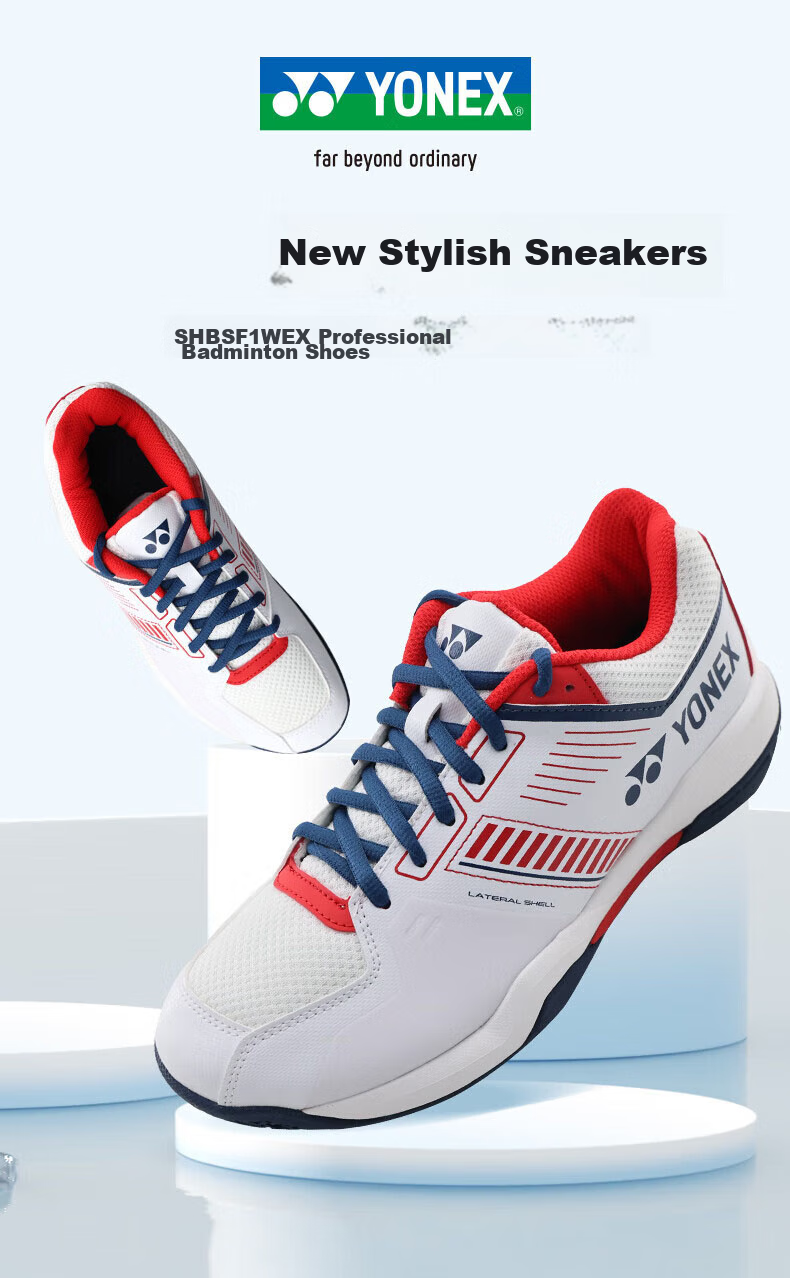 YONEX Unisex Badminton Shoes Non-Slip Durable Breathable Training Shoes SHBSF1WEX Light Beige Size 42 1