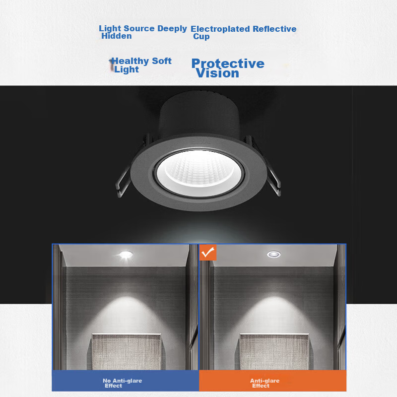 NVC LED Spotlight, Recessed Anti-Glare High Brightness Light Fixture for Home Renovation, Subsidized, 9W, Semi-Frosted White Warm Color, Cut-Out 9.5-10cm