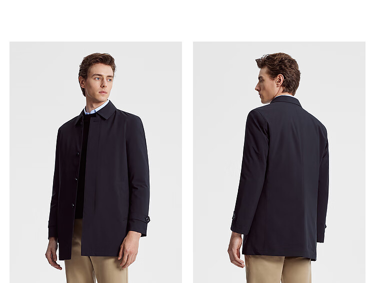 YOUNGOR [Detachable Goose Down Inner Liner Windbreaker] Autumn And Winter Executive Coat, Navy Blue (New), XL (180/100A) 3