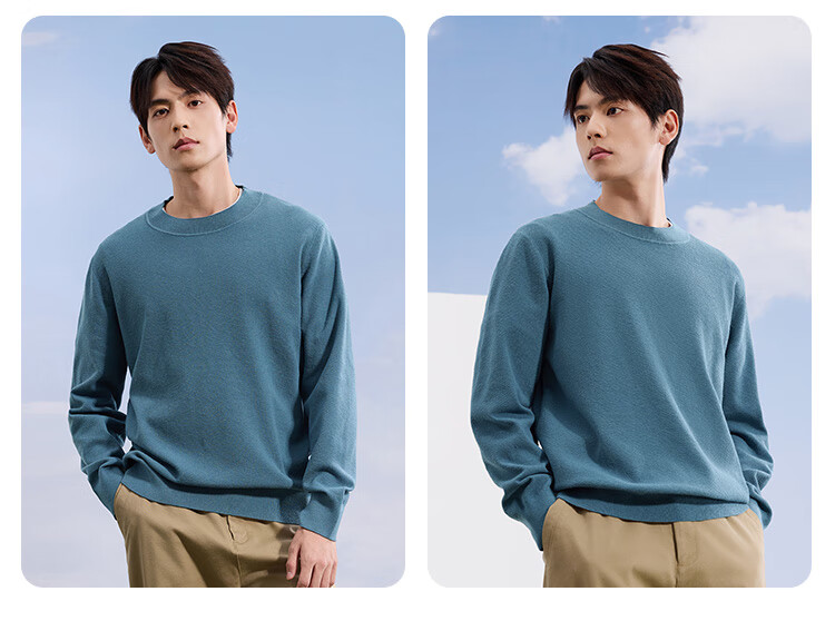 JD Original Sweater Knit Pullover for Men, Autumn And Winter Business Casual Warm Wool Base Layer, Black, M 20
