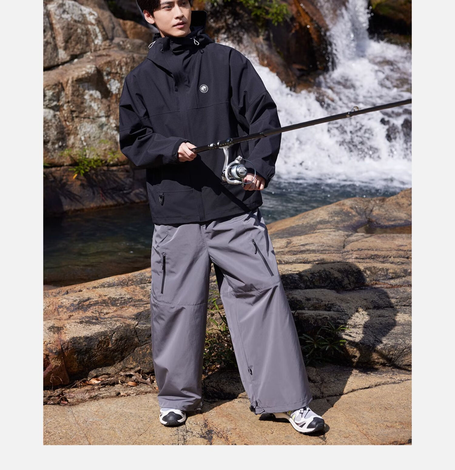 CAMEL Single-Layer Windbreaker Jacket for Men And Women, Waterproof Coat A31166 Phantom Black XL 26