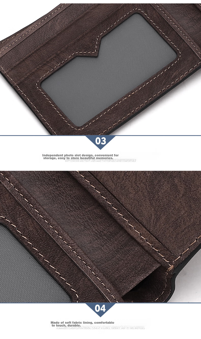ELLE HOMME Men's Short Wallet, Top-Grain Leather Multifunctional Billfold, Two-Fold Money Clip 3920, Birthday Gift for Me 10