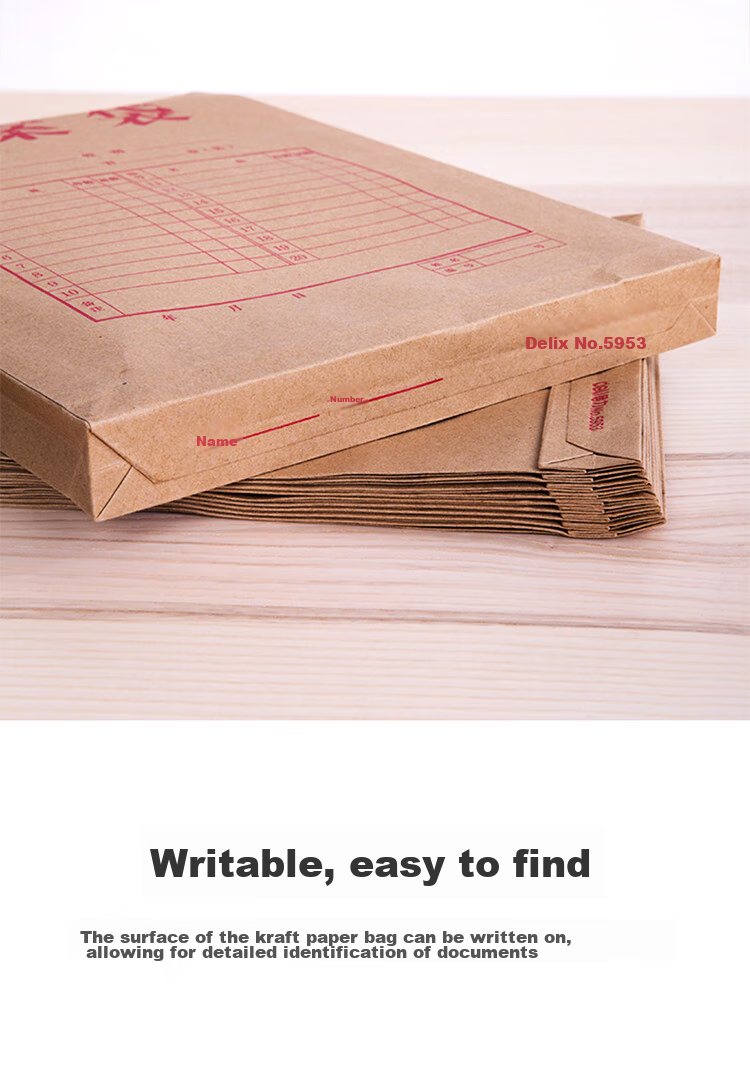 Deli 20 Bid-Specific A4 Mixed Pulp Kraft Paper File Folders, 250g Thickened Version / 4cm Side Width, Contract Tender Document Folder for Reports, Bills, Vouchers And Certificates Protection, 33415 5