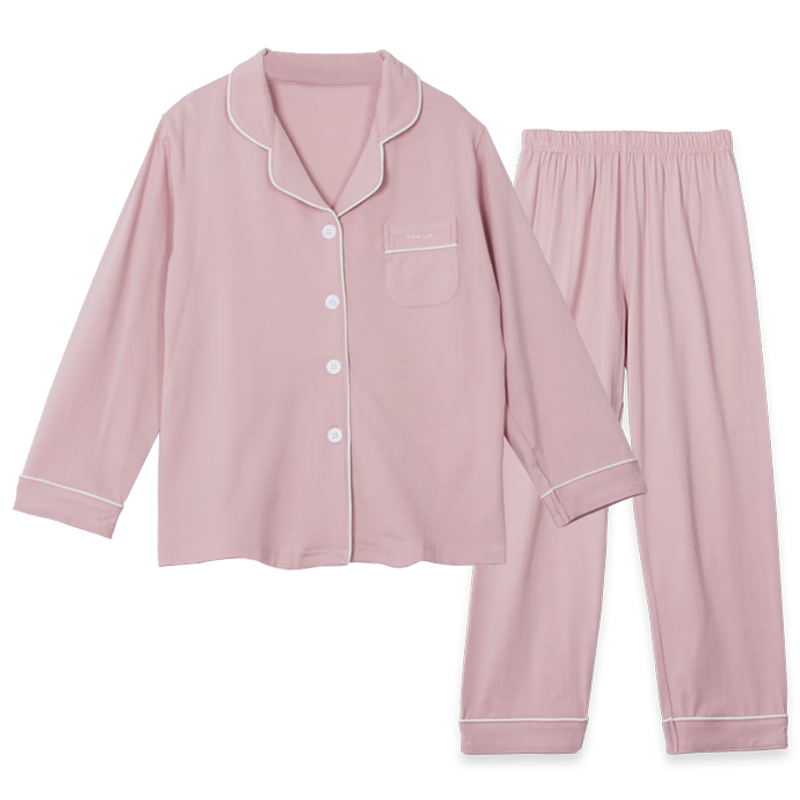 Hodo Children's Pajamas for Boys And Girls, Spring And Autumn Long-Sleeve Thin Modal Cotton Loungewear Set J3174 Shrimp Pink 160