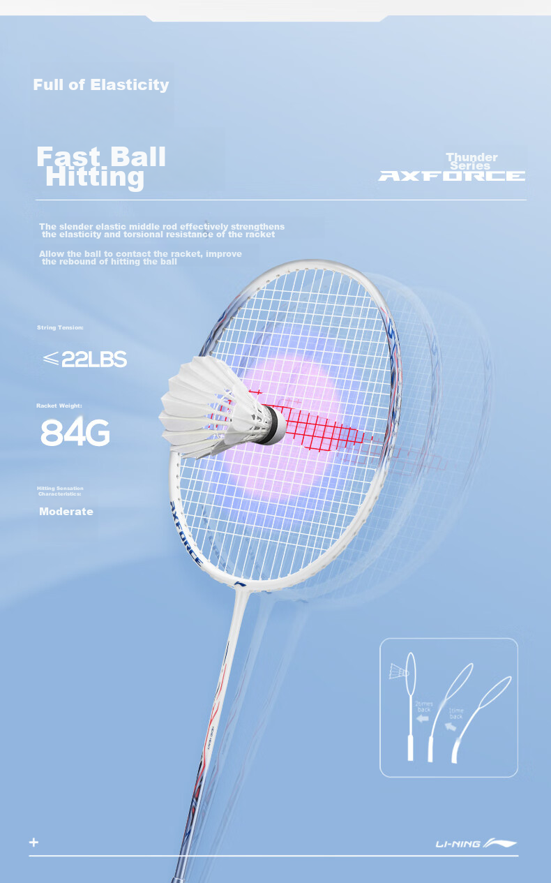 Li-Ning Badminton Racket Set, Thunder Carbon Composite Single Racket, Suitable for Youth And Adults, Pre-Strung 6