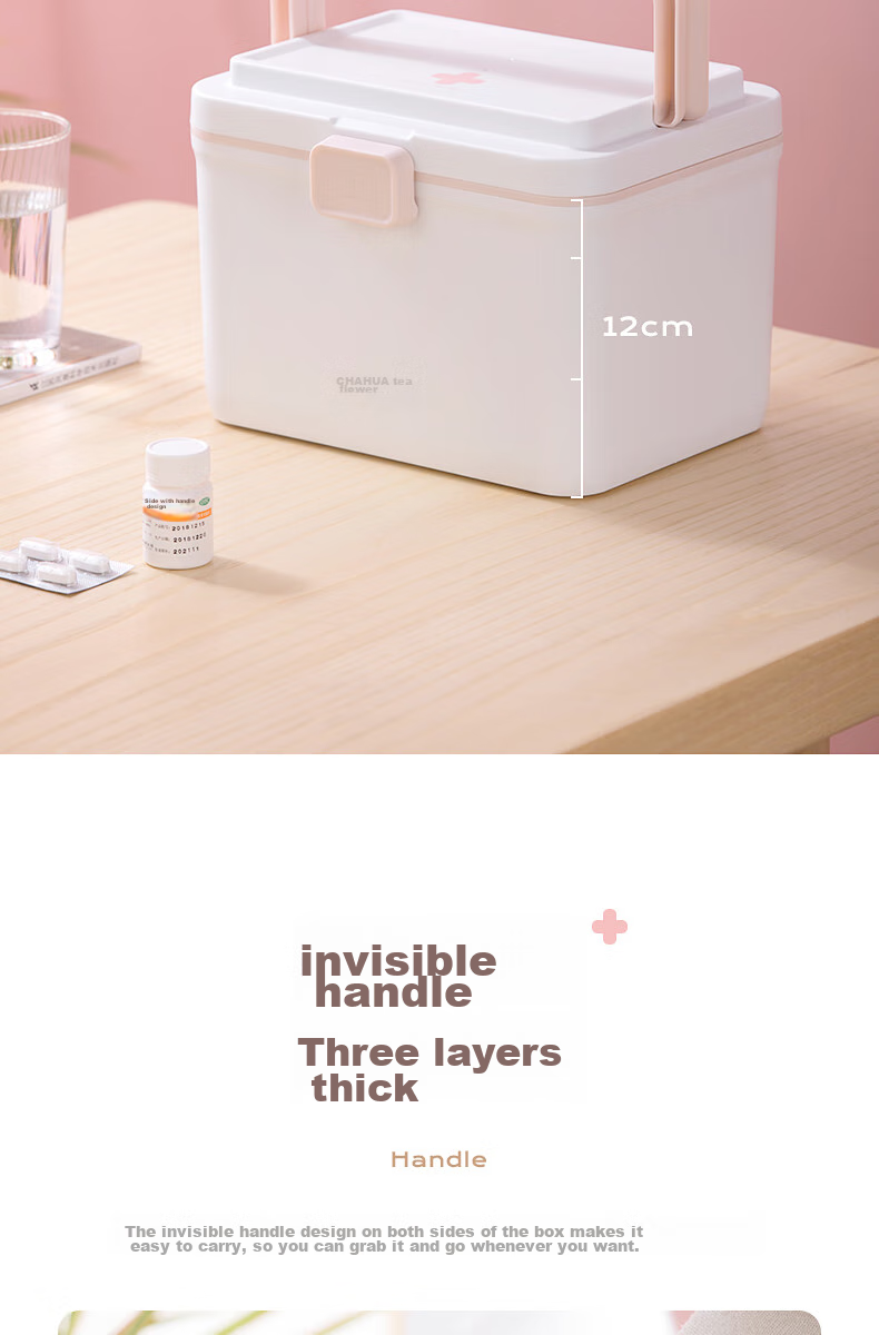 CHAHUA Medical Storage Box, Portable Multi-Layer Medicine Organizer, White, for Home Use, 1 Piece 8