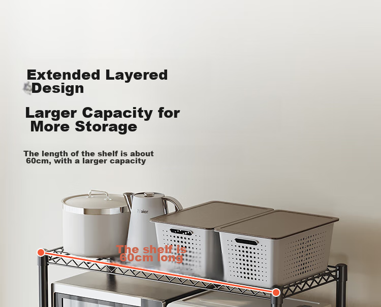 QIAONAMEI Kitchen Storage Rack, Floor-Standing Storage Shelf, Multi-Layer Shelving Unit, Household Organizer Rack, Living Room Storage Shelf, 60CM2392 8
