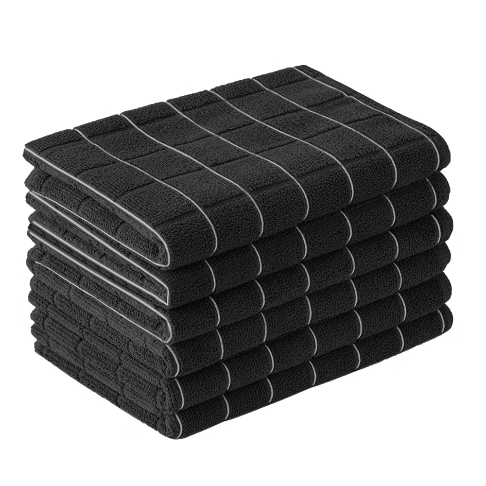 Good Weather Car Wash Towel, Multifunctional Cleaning Cloth, Striped Wiping Cloth, Lint-Free Car Drying Towel, 25*25cm, Black, Pack of 10