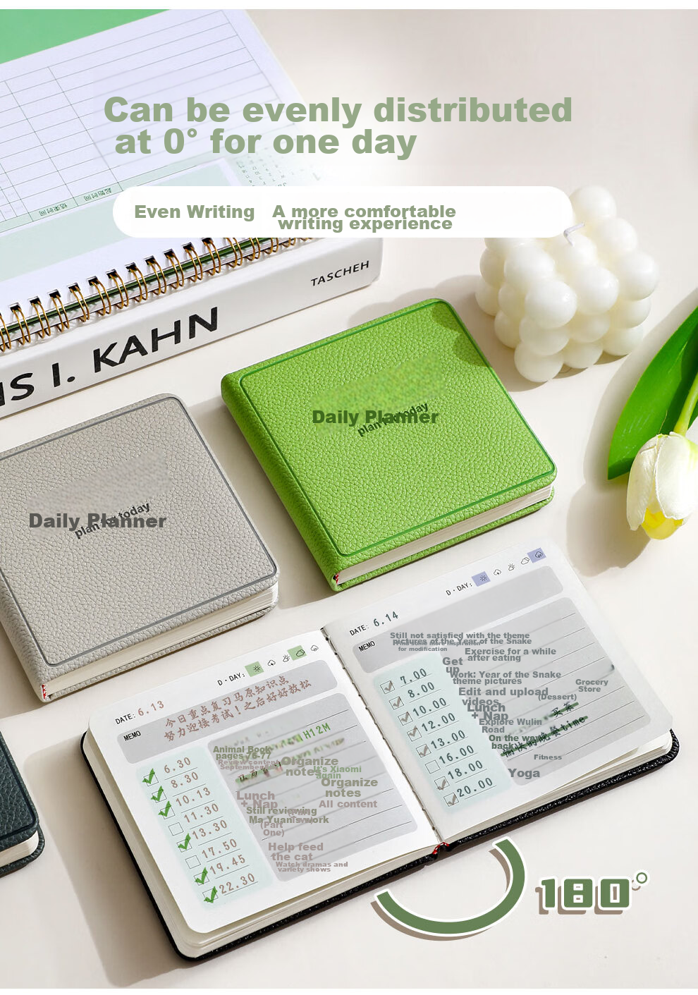 Faramon Daily Planner, Portable Mini Pocket Notebook, Square Notepad, Stylish Time Management, Self-Discipline Check-In Schedule Book, Thickened Work And Study Journal, Gray 7