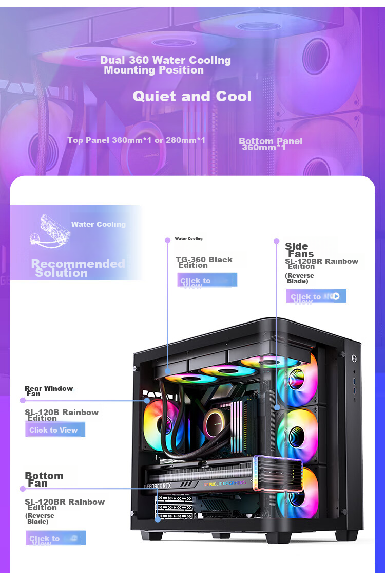 JONSBO TK-3 Black Curved Panoramic ATX Case (Dual 360 Radiator Support/ATX PSU/10 Fan Positions/Type-C Gen2 10Gbps+) 7