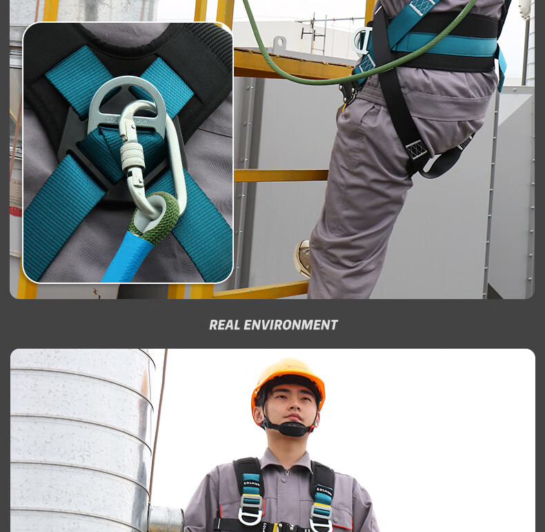Geermu Safety Harness, Five-Point National Standard Safety Rope, High-Altitude Work GD3699, Double Large Hooks, Shock-Absorbing Pack, 1.8 Meters 23