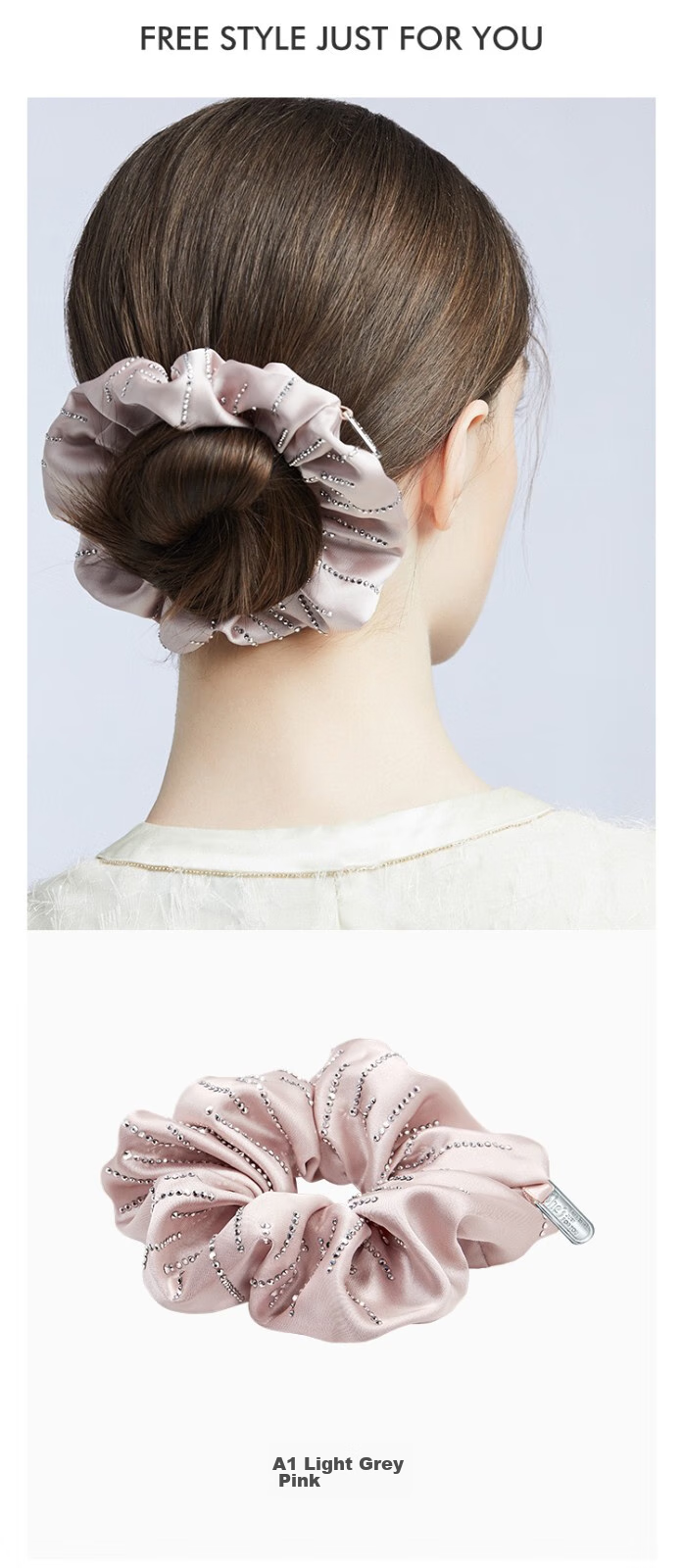 She's Light And Simple Rhinestone Soft Faux Silk Satin Hair Tie, Fashionable Headband, Birthday Gift for Girlfriend 5