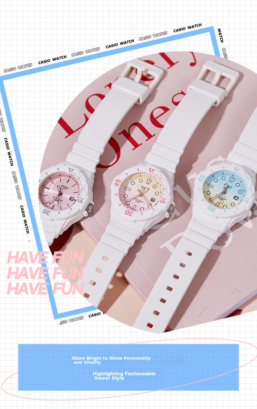 Casio Watch for Women Students, Exams, Children's Analog Watch, Luminous, Sports, Waterproof, Quartz Watch for Men And Women LRW-200H 3