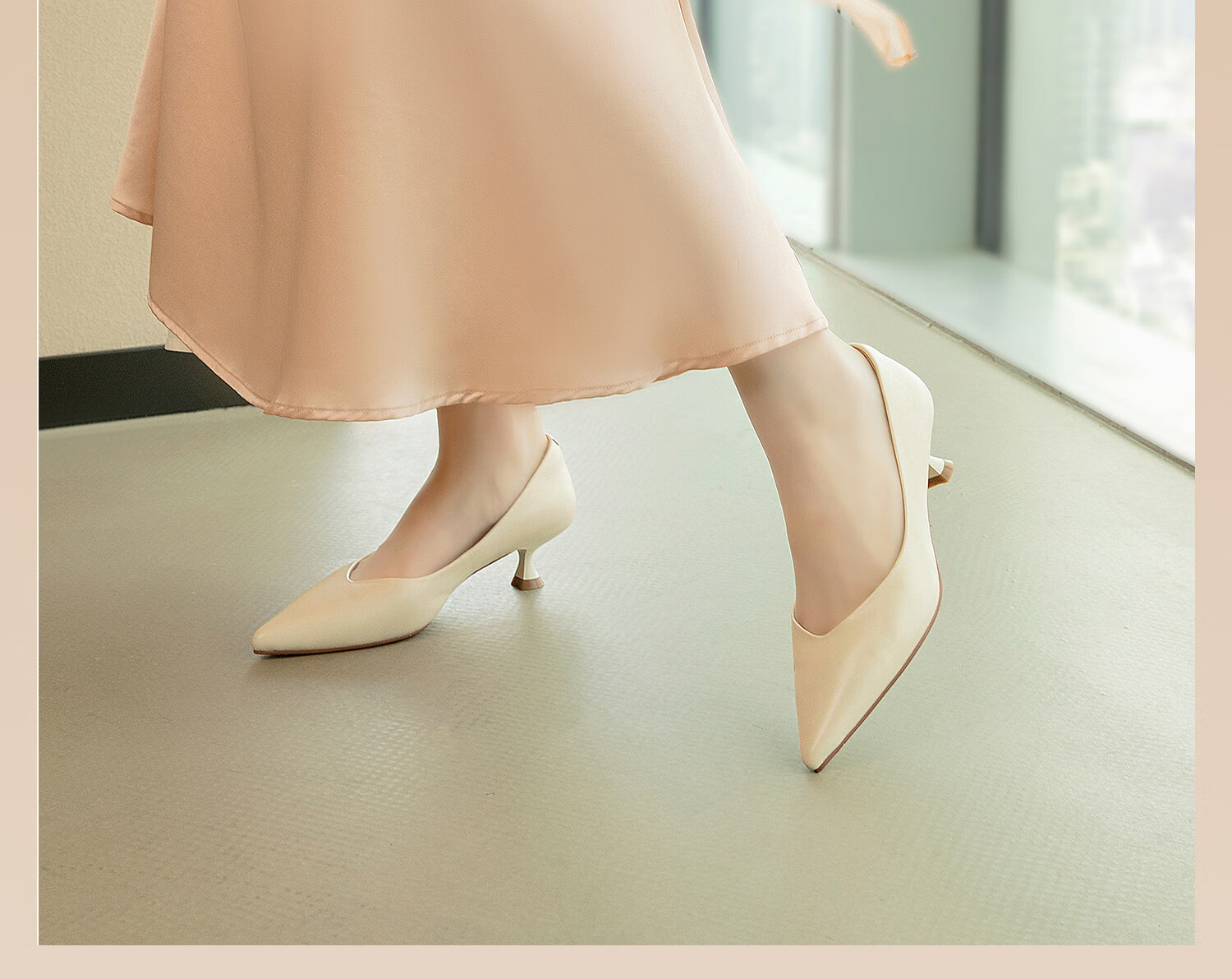 COMELY Elegant High Heels for Women, Spring And Summer New Black Commuter Women's Genuine Leather Pumps, Versatile And Comfortable, Apricot Color, Size 36 5