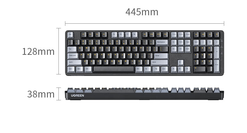 UGREEN KU103 Wired Backlit Mechanical Keyboard Silent Red Switch 108-Key Full Size Anti-Ghosting PBT Keycaps for Gaming and Office Use 23
