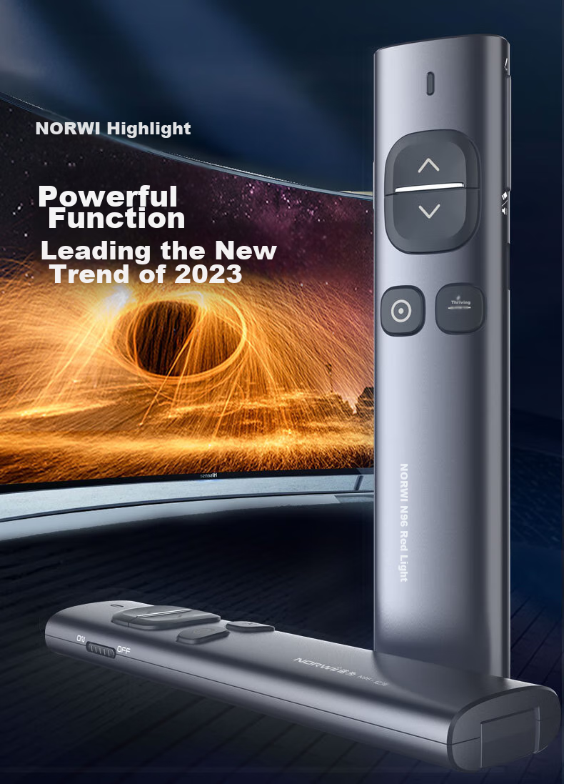 NORWII N96s Dual Laser Page-Turning Pen for Teachers, LCD LED Wireless Presenter, Digital Laser, Fly Mouse PPT Rechargeable Projector with 32GB USB Drive, Red Light 2