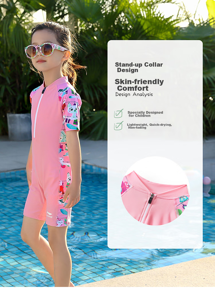 Li-Ning Children's One-Piece Swimsuit, Swimming Goggles, Swim Cap, And Swimwear Set for Boys And Girls, Size 720, Blue, 150 3