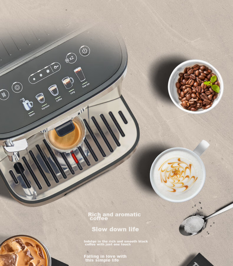 Delonghi Coffee Machine, Home Fully Automatic Coffee Maker, European Imported Small Italian American-Style Fresh Grinding, Hot And Cold Dual Extraction Pure Extraction Ice Coffee Manual Milk Frother, E Plus Gift 4