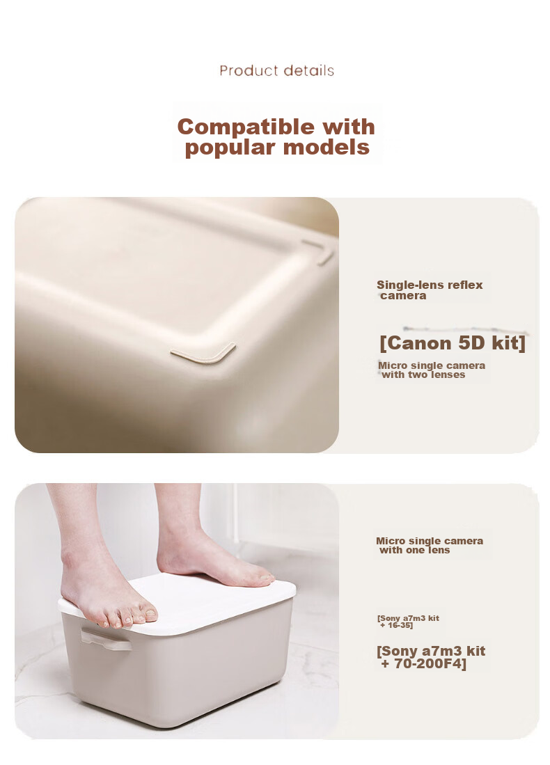 Youjialiangpin Plastic Storage Box, Clothes Organizer, 20L*2+10L*2, Khaki Color, with Lid, Insect-Proof, for Home Use 15