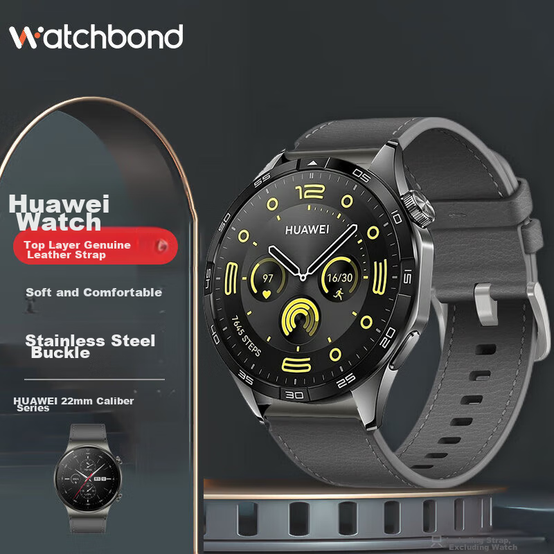 Ремешок Watchbond из натуральной кожи для Huawei Watch GT6 Pro/Watch5/GT6, GT5/GT5 Pro/GT4/3/2/GT3 Pro/Buds, мужской, 46 мм