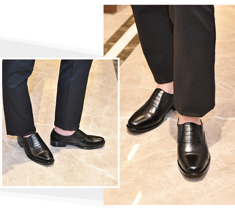 JINHOU Three-Joint Commuter Business Formal Men's Leather Shoes, Fashionable Wedding Shoes, QJ2101A, Black, Size 42 6