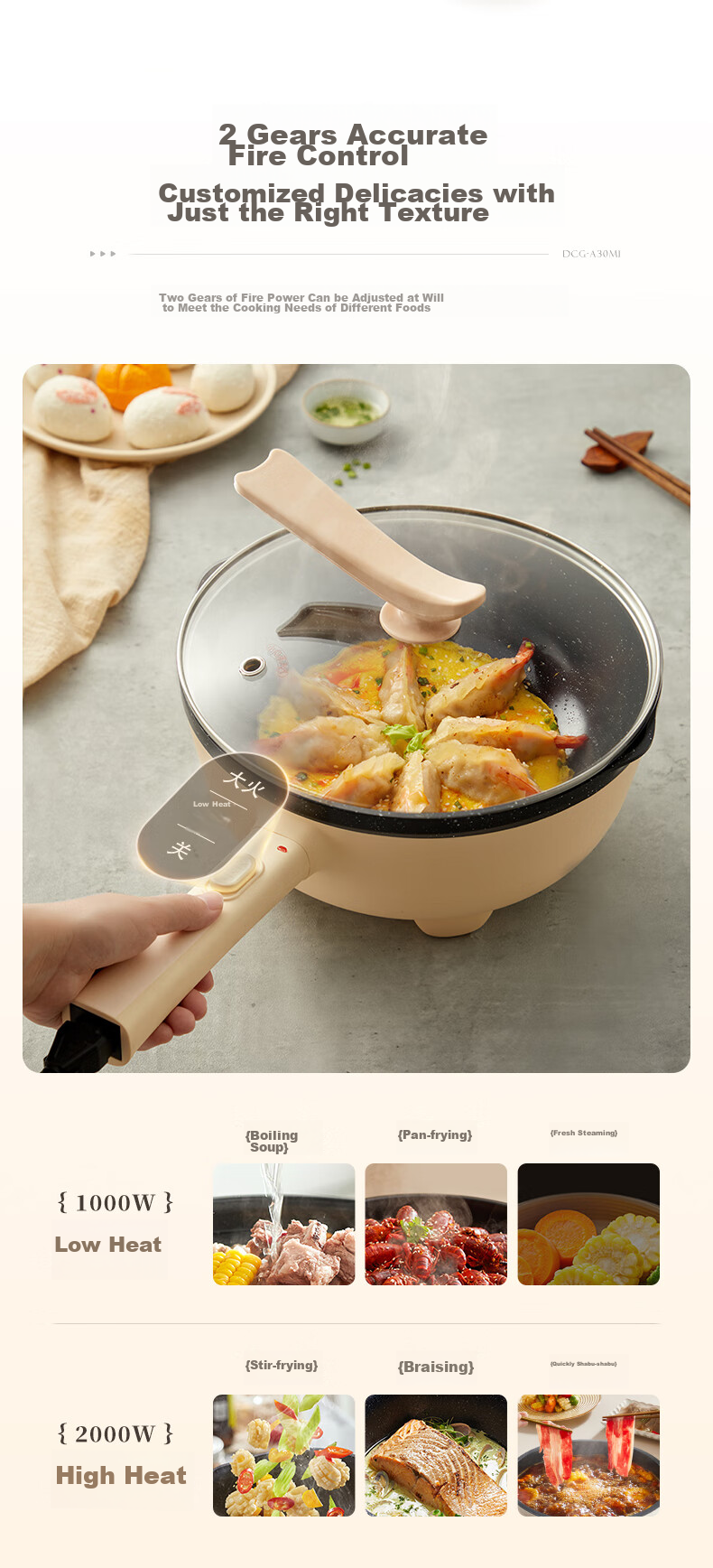 Bear Electric Wok, Multi-Functional Home Cooking Pot, Electric Cooker, Hot Pot, 2.5L Small Electric Pot, Non-Stick Cooking Pot for Stewing, Frying, And Boiling in Dormitory, Noodle Cooker B24C2 8