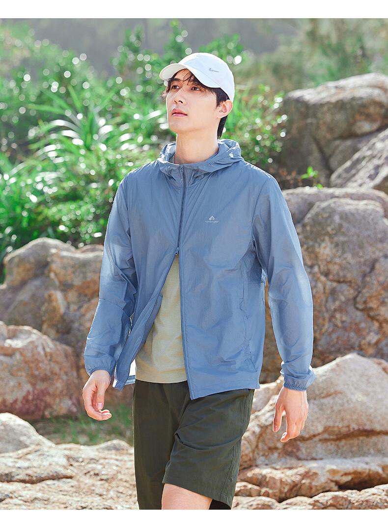 Pioneer Camp Summer Ultra-Thin UV Protection Men's Sun Protection Clothing, Outdoor Fishing Breathable Skin Coat Jacket, Gray Blue, S 19
